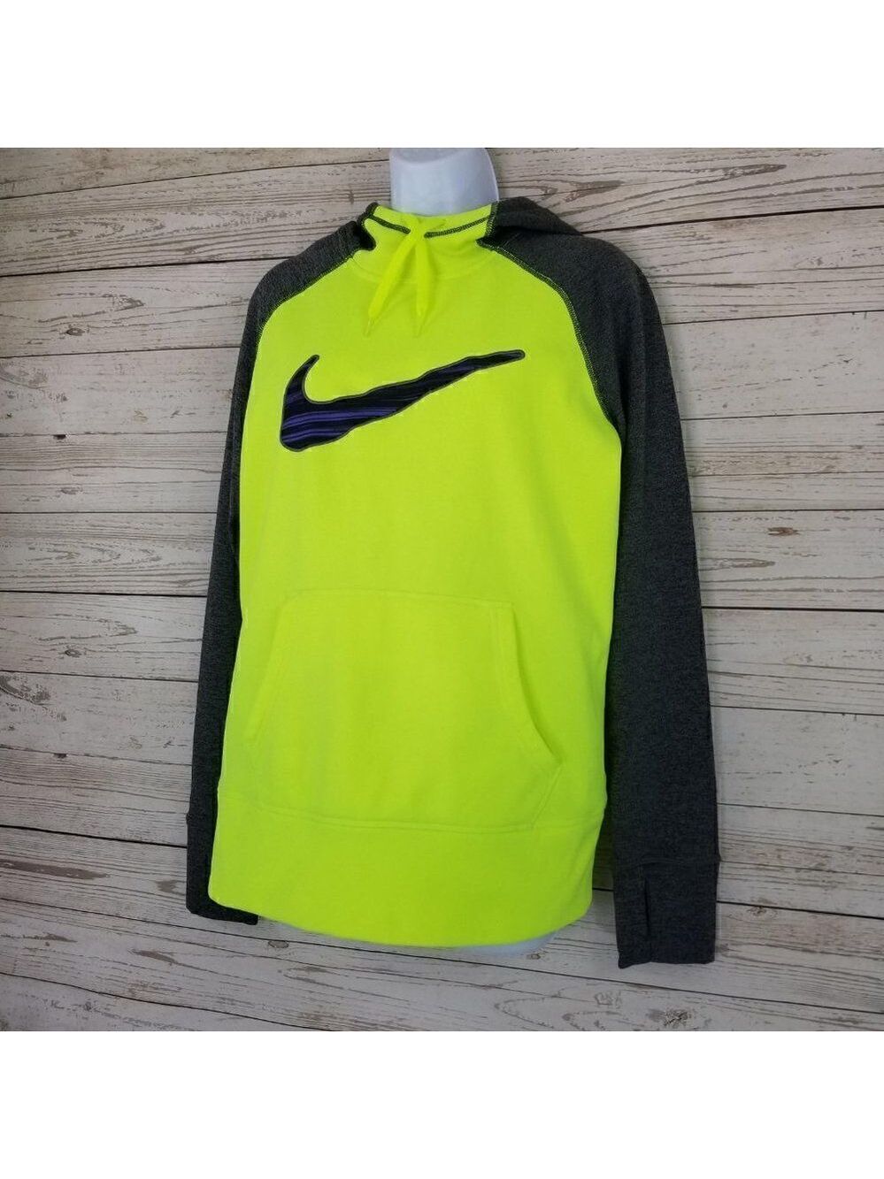 Nike Therma Fit Womens Size Medium Thumbholes Swoosh Pullover Hoodie Sweatshirt - Picture 3 of 10